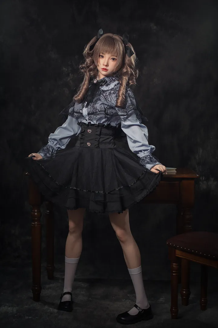148cm (4ft10) B-Cup Gaya Gothic Lolita Silikon Anak Patung Seks Xiaorou, ROS Kepala #103B